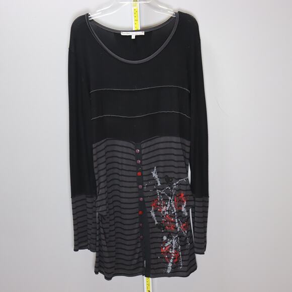 Sun Light T.Billy Artsy Striped Button Front Knit Dress T3 L/XL - Picture 1 of 4